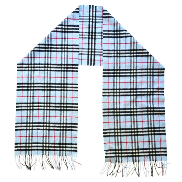 Beautiful Burberry Csshmere Classic Plaid Scarf -Blue, Black, White, Red - Picture 1 of 9